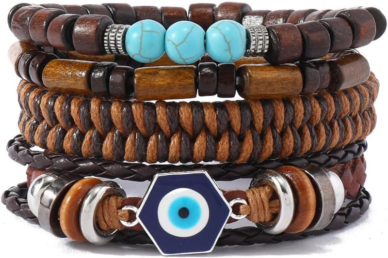 JAVMOO Gothic Bracelet Adjustable Punk Braided Leather Multilayer Grunge Set Bracelets Emo Metal Cuff Wrap Bangles Meaningful Gift - Image 1